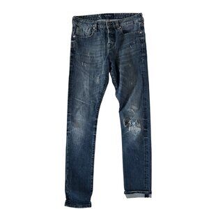 Scotch & Soda Ralston Jeans Mens 28x32 Blue Distressed Slim Fit Amsterdam Grunge